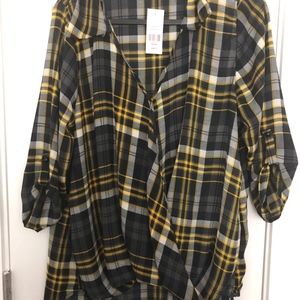 Plus Size SYNDI PLAID SURPLICE BLOUSE